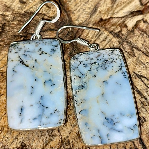Dendritic Agate Earrings 1 7/8” - Picture 5 of 12